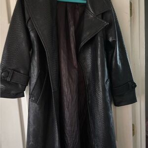 Women's Black Faux Leather Trench Coat